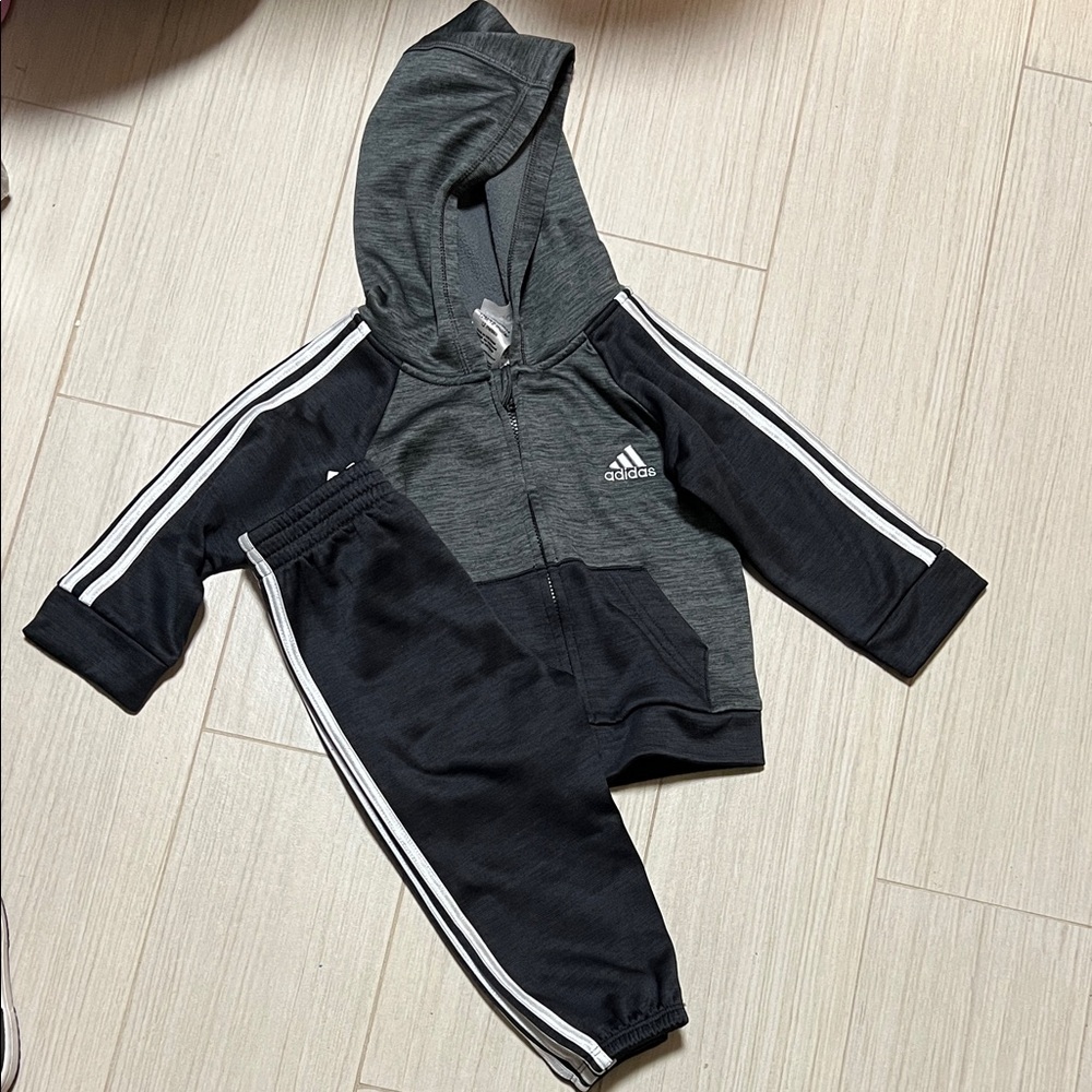 Adidas Kids' Charcoal and Black Hoodie Set